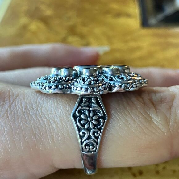 Natural Tanzanite Sapphire Sterling Silver Cocktail Ring Size 9 - Picture 3 of 9